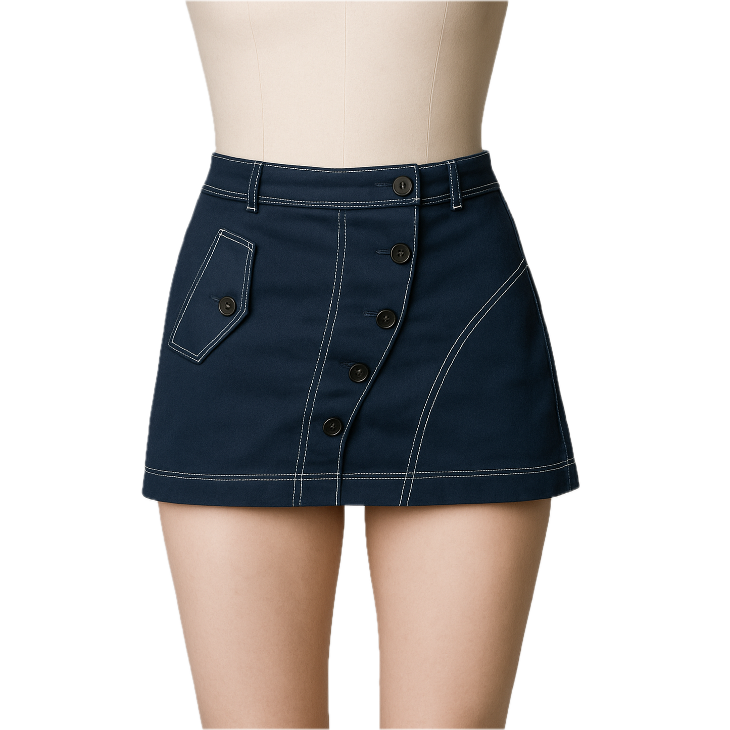 Derek Lam 10 Crosby Navy ALine Skirt