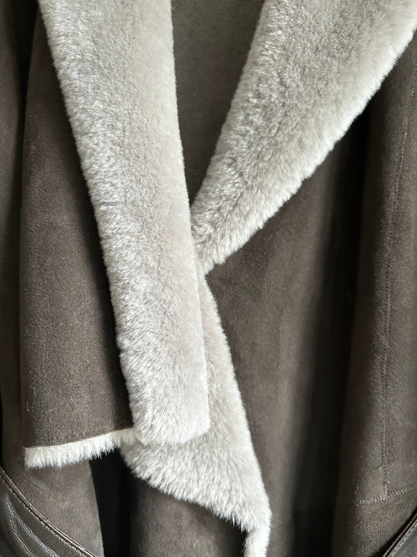 Diego Taupe Grey Shearling Reversible Coat