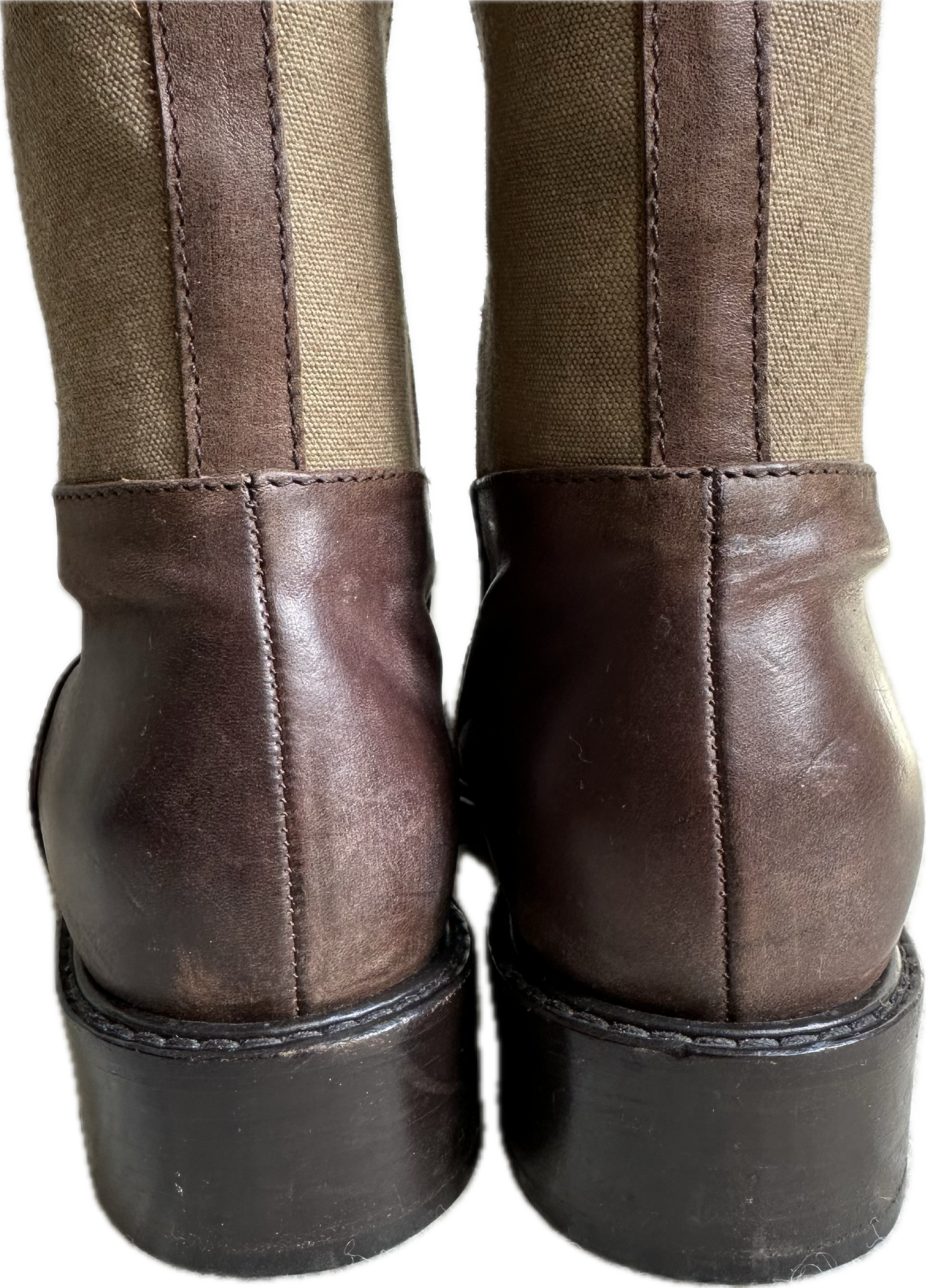 Dries Van Noten Canvas And Leather Knee-High Riding Boots