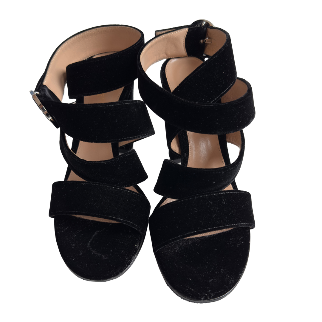 Gianvito Rossi Black Velvet Block Heels
