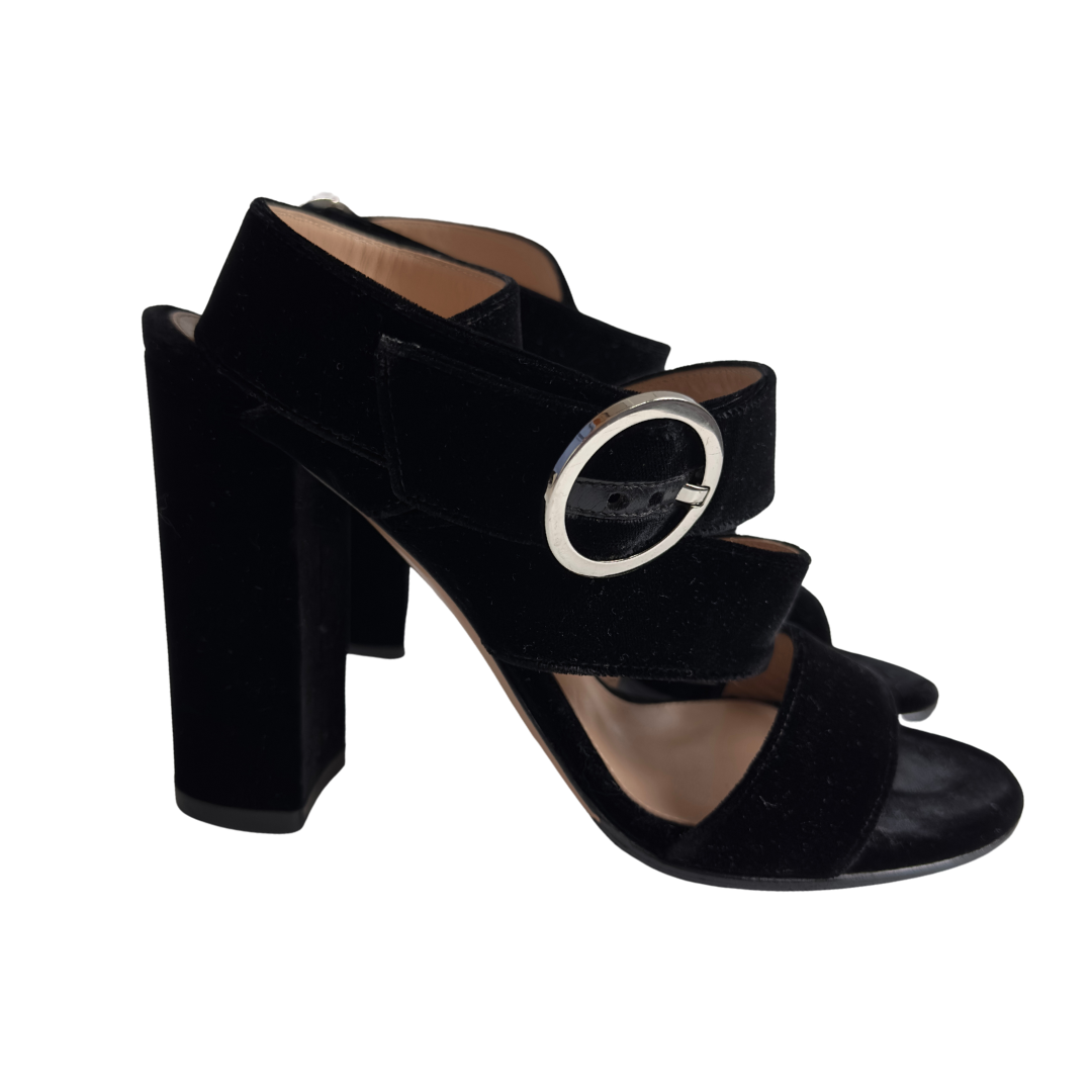 Gianvito Rossi Black Velvet Block Heels