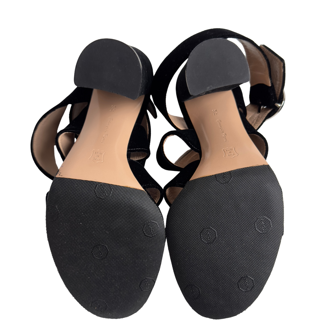 Gianvito Rossi Black Velvet Block Heels