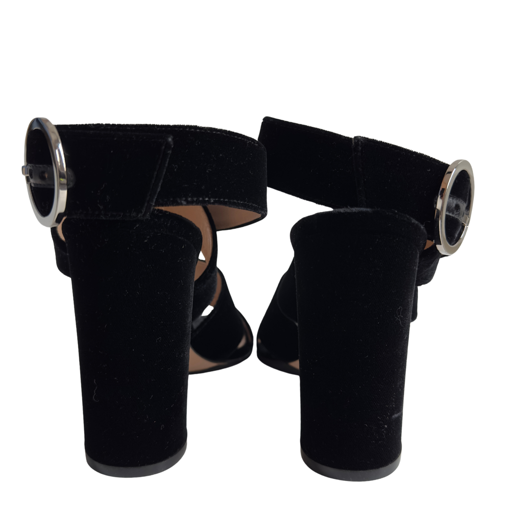 Gianvito Rossi Black Velvet Block Heels