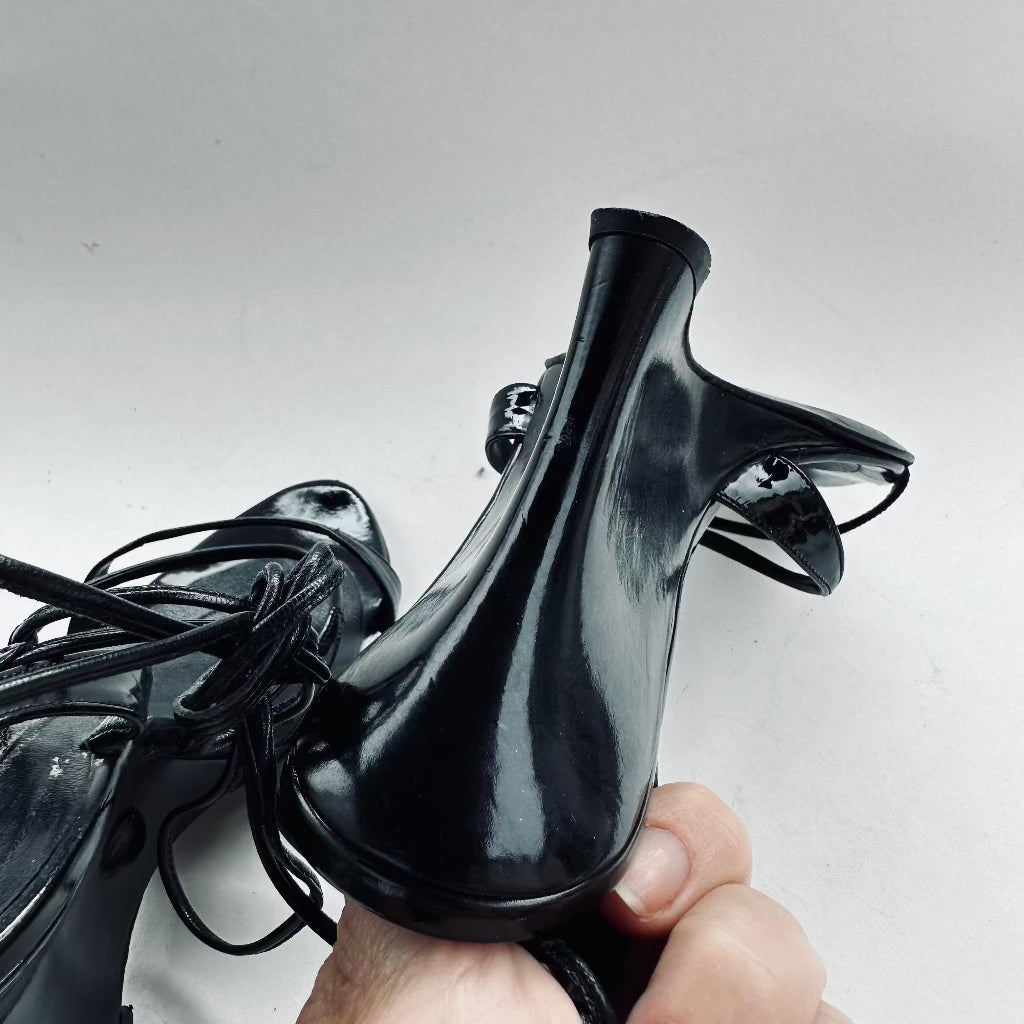 Sergio Rossi Black Patent Leather Wedge Shoe