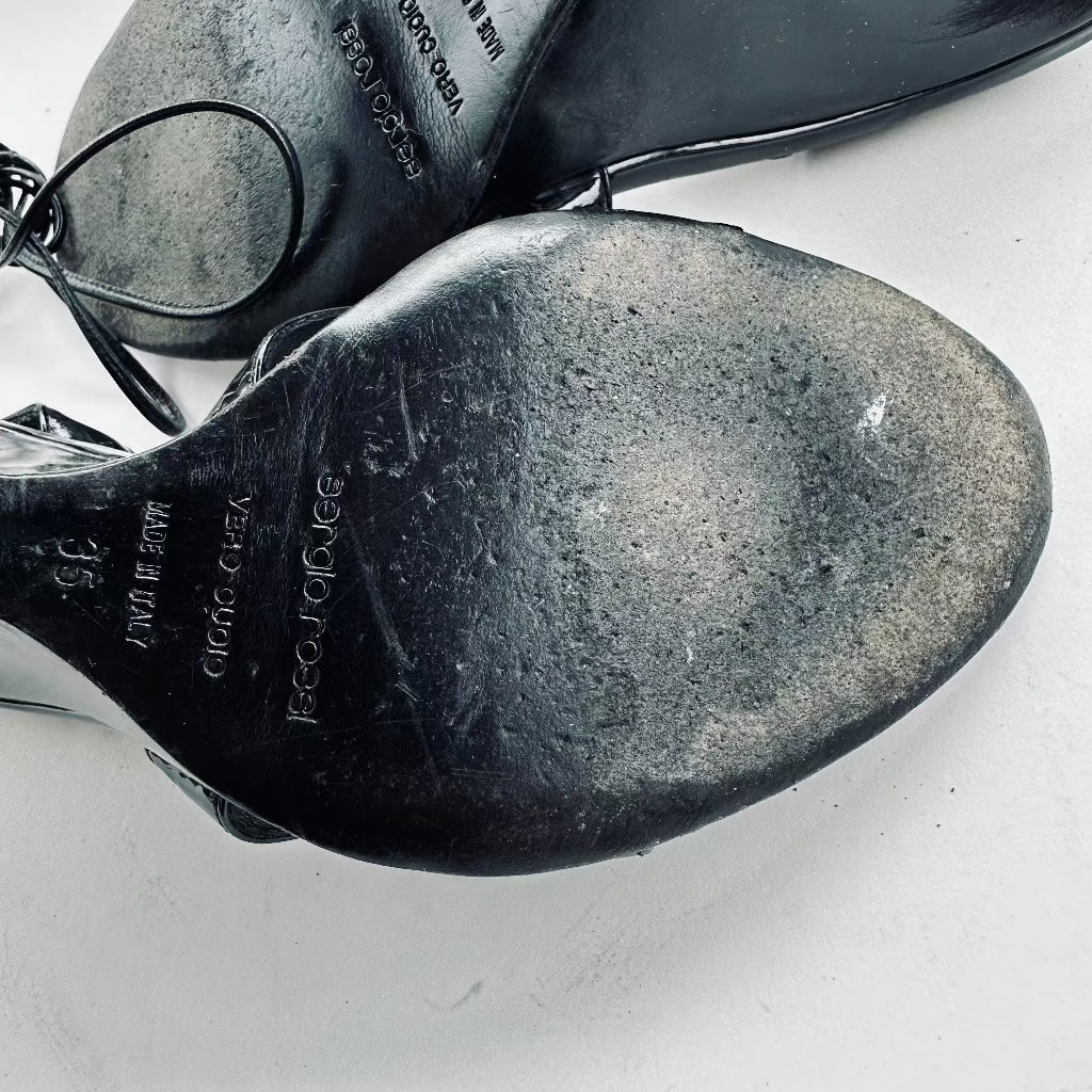 Sergio Rossi Black Patent Leather Wedge Shoe