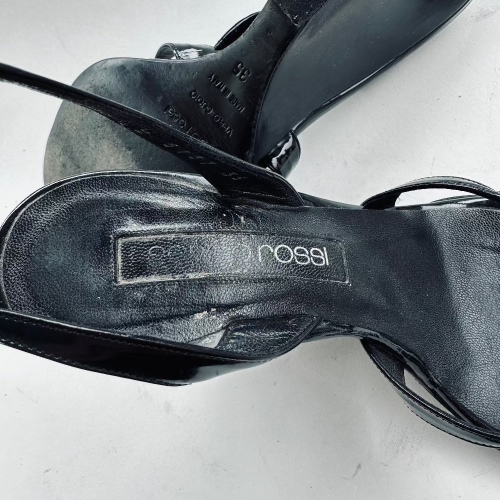 Sergio Rossi Black Patent Leather Wedge Shoe
