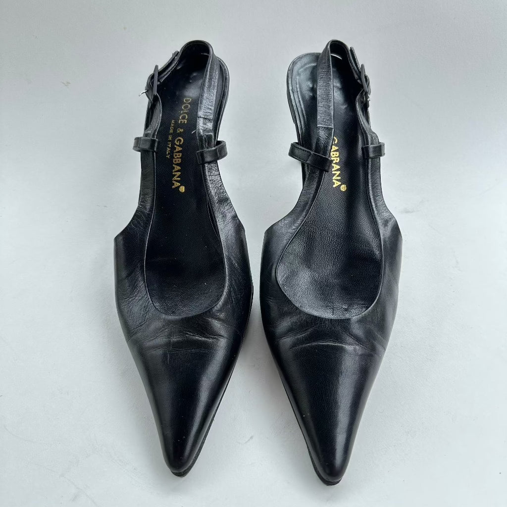 Dolce Gabbana Leather Kitten Heel Shoe
