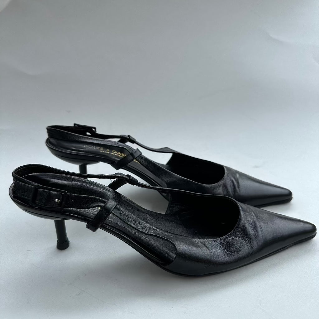 Dolce Gabbana Leather Kitten Heel Shoe