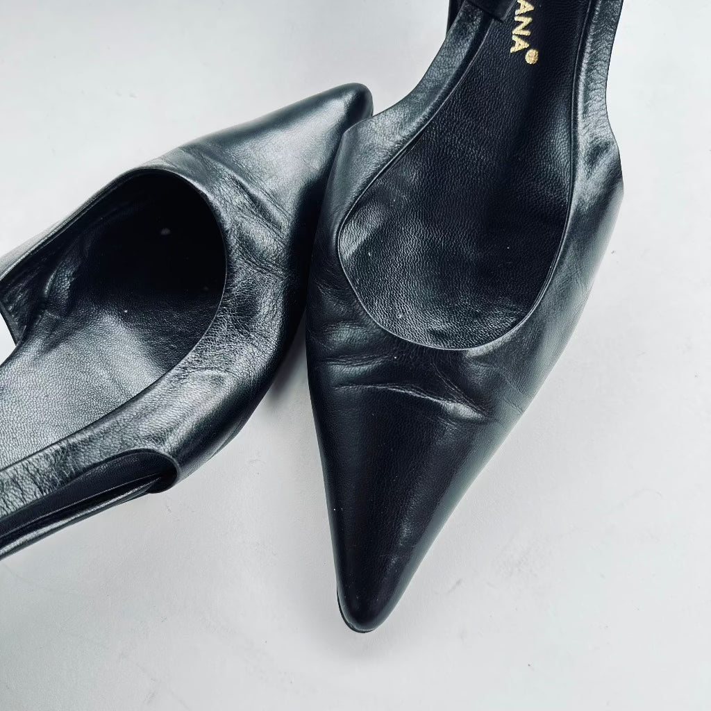 Dolce Gabbana Leather Kitten Heel Shoe