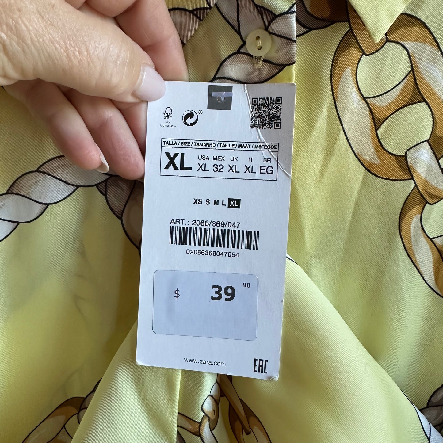 Zara New With Tags Yellow Blouse