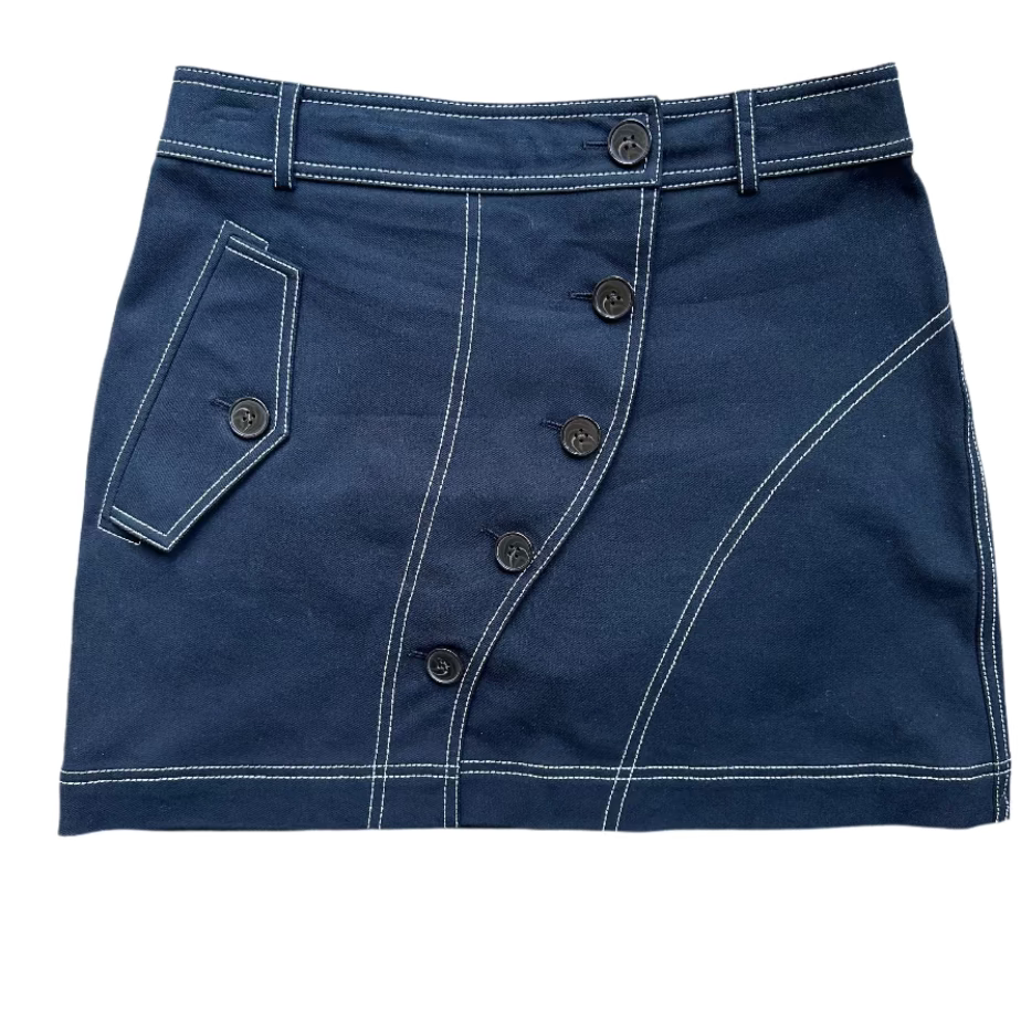 Derek Lam 10 Crosby Navy ALine Skirt