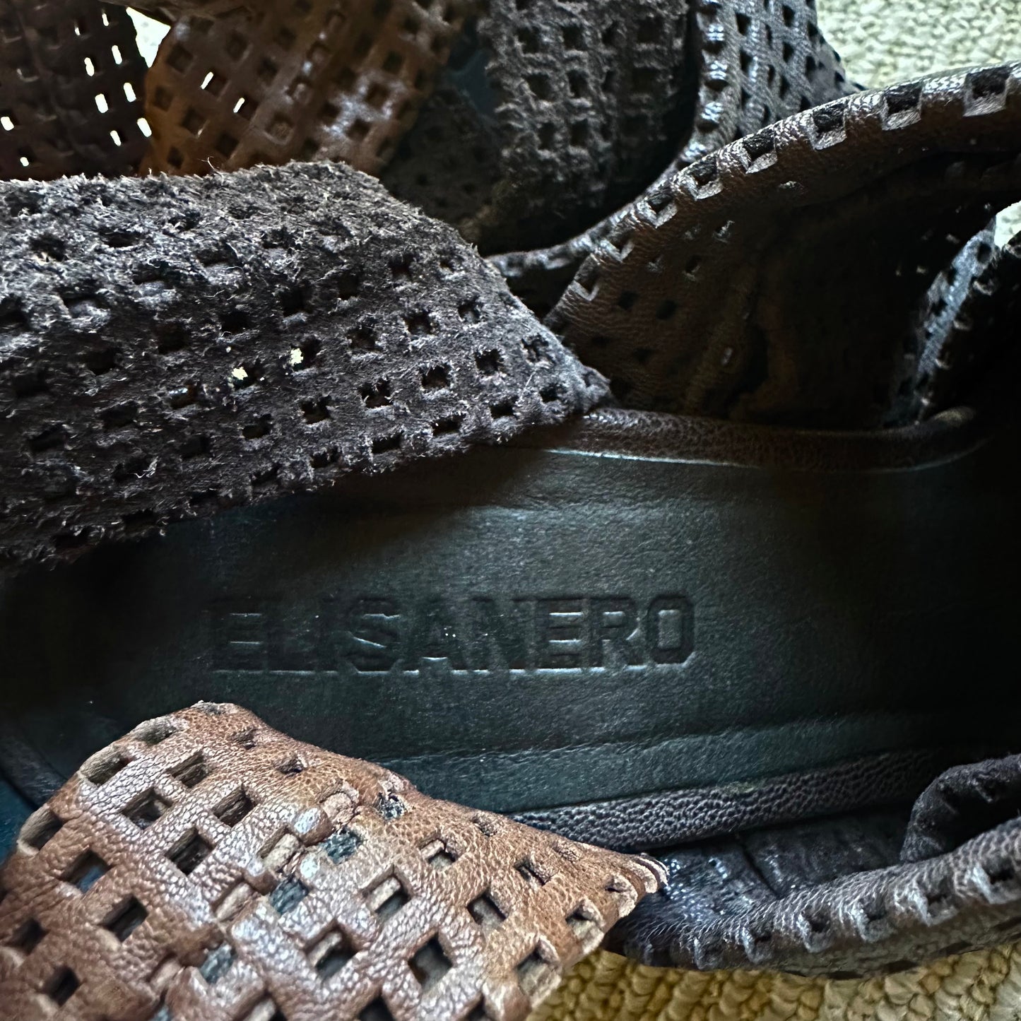 Elisanero Gladiator Brown Leather Heel
