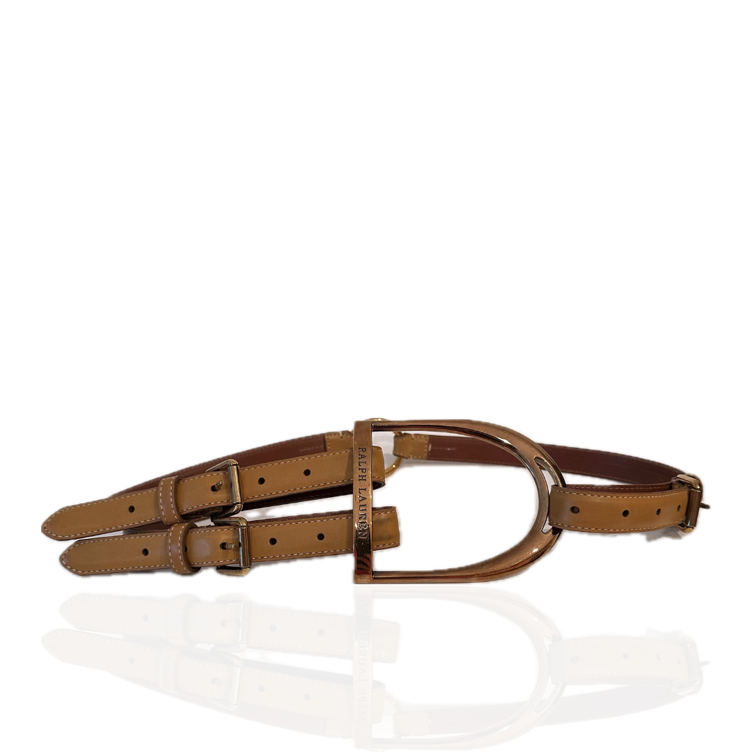 RALPH LAUREN Equestrian Stirrup Brown Leather Belt – leefluxury.com