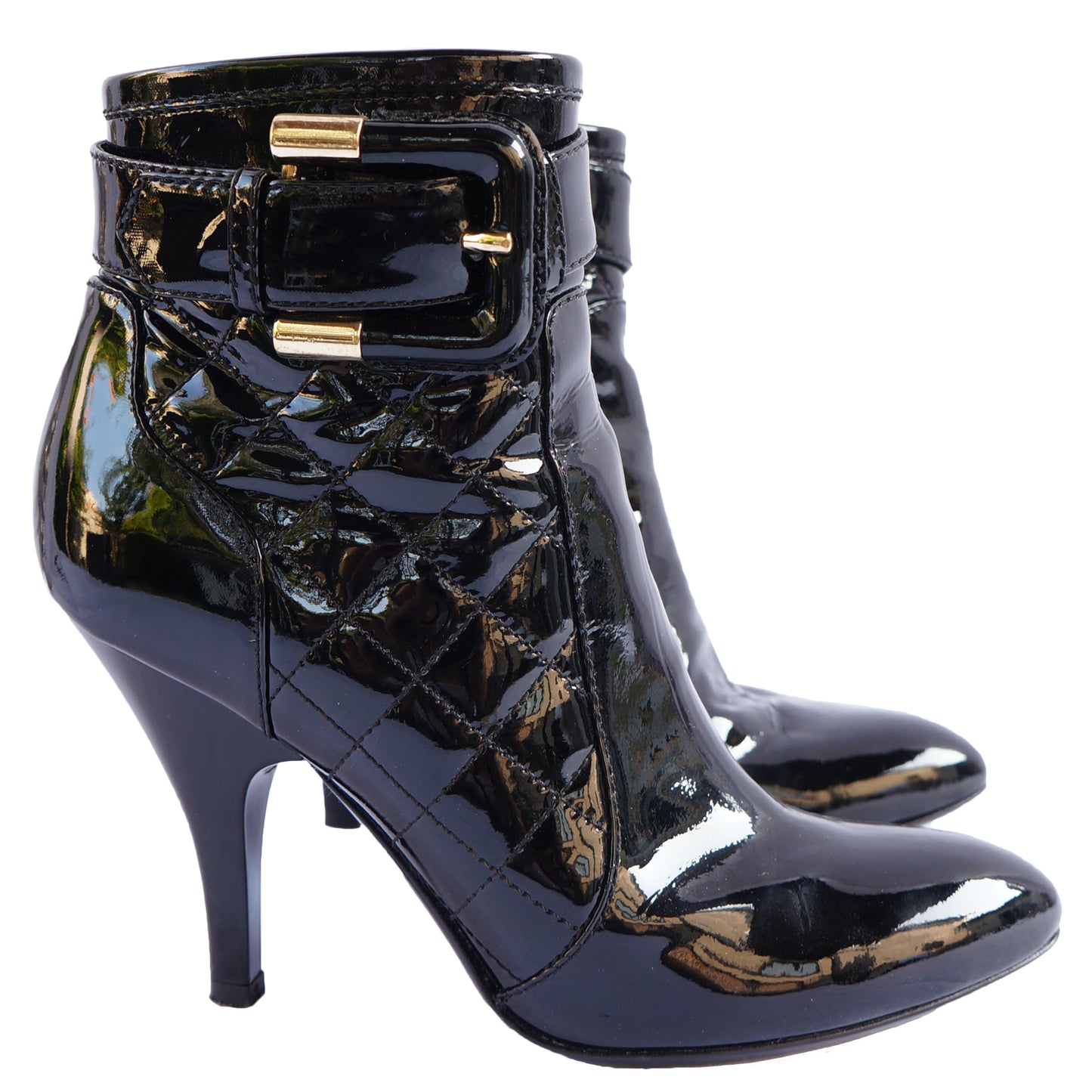 Burberry Patent Leather Quilted Ankle Boot