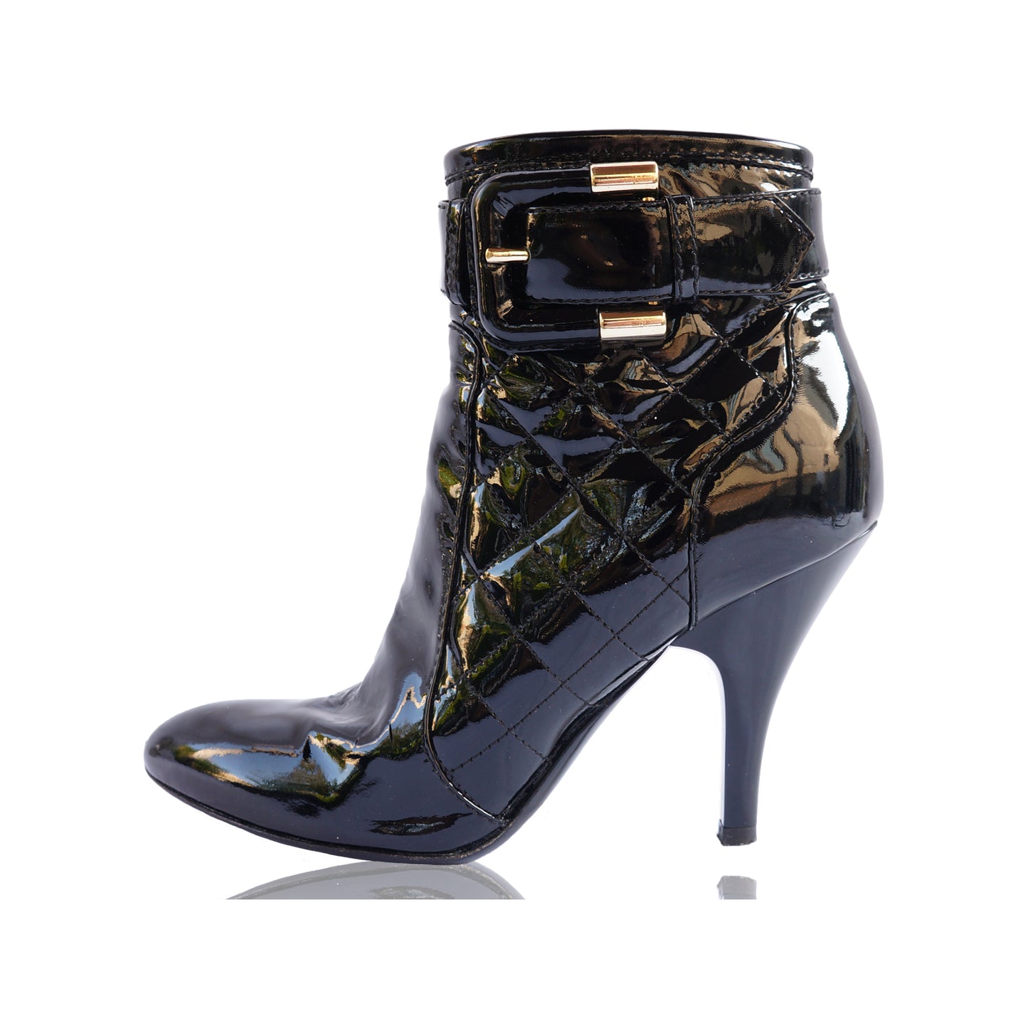 Burberry Patent Leather Quilted Ankle Boot