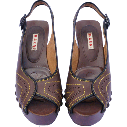 Marni Leather Wedge Sandal