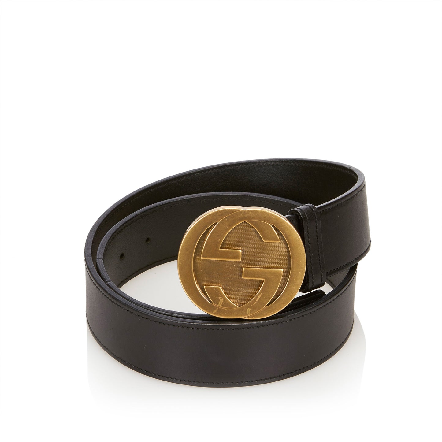 GUCCI GG LOGO LEATHER BELT - leefluxury.com