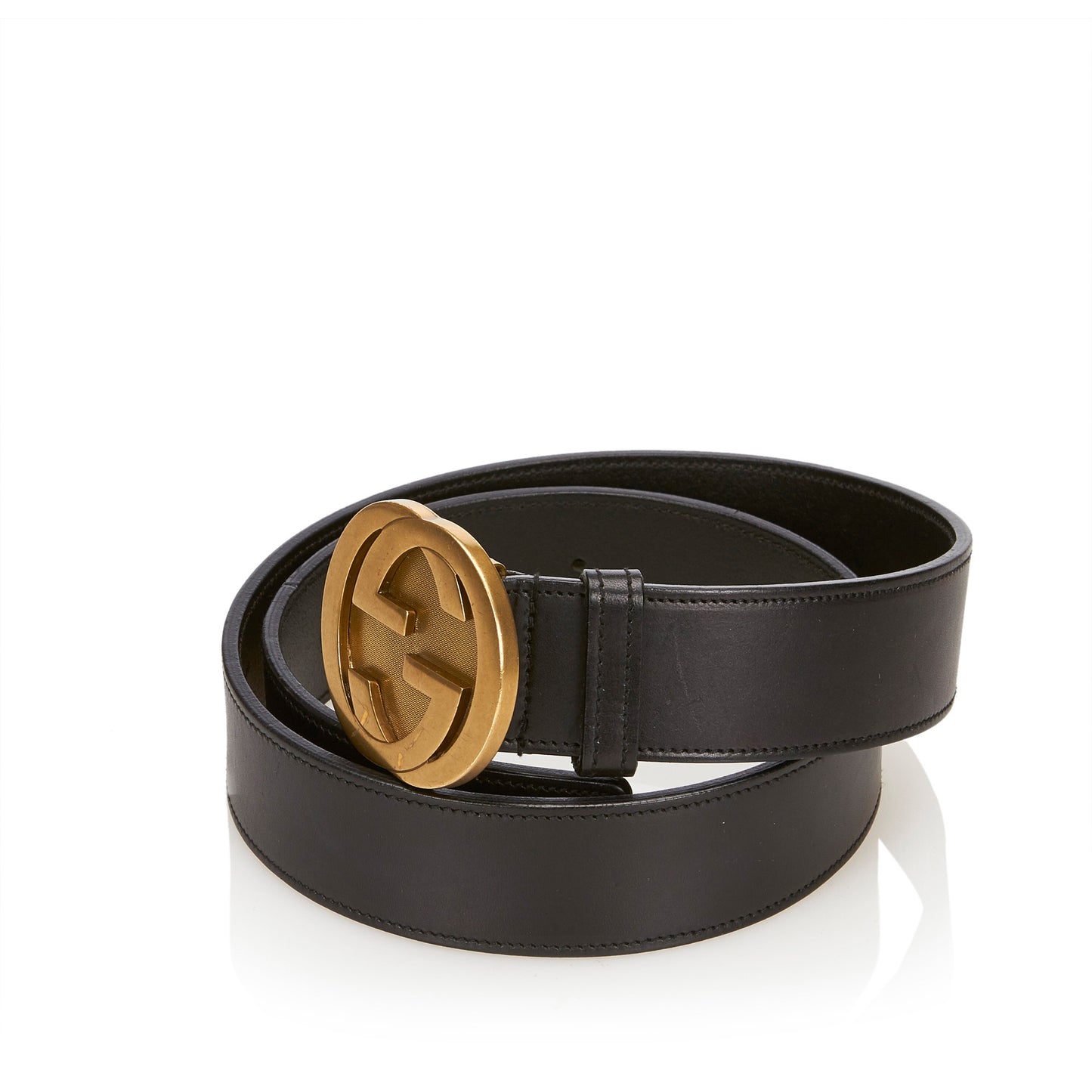 GUCCI GG LOGO LEATHER BELT - leefluxury.com