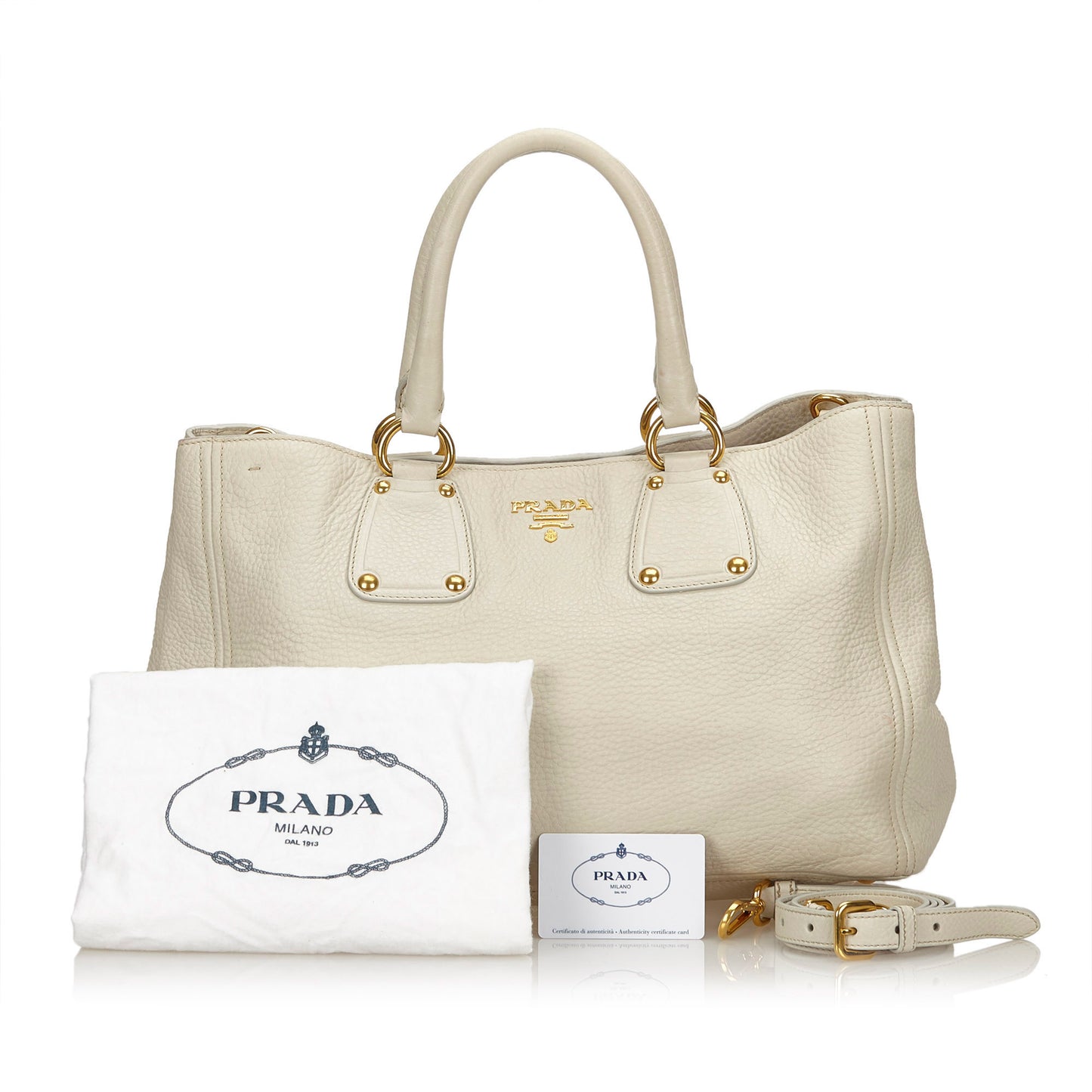 PRADA VITELLO DAINO GRAINED LEATHER SHOULDER BAG - leefluxury.com
