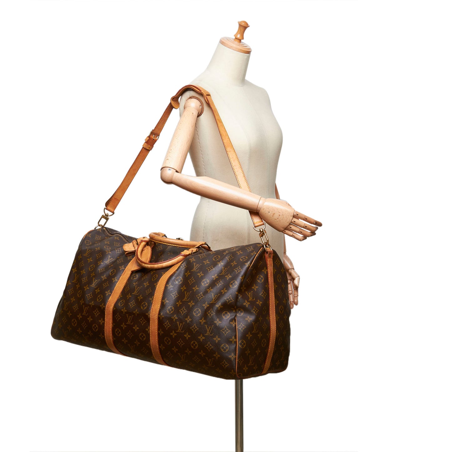 LOUIS VUITTON MONOGRAM KEEPALL BANDOULIERE 60 TRAVEL WEEKENDER BAG - leefluxury.com