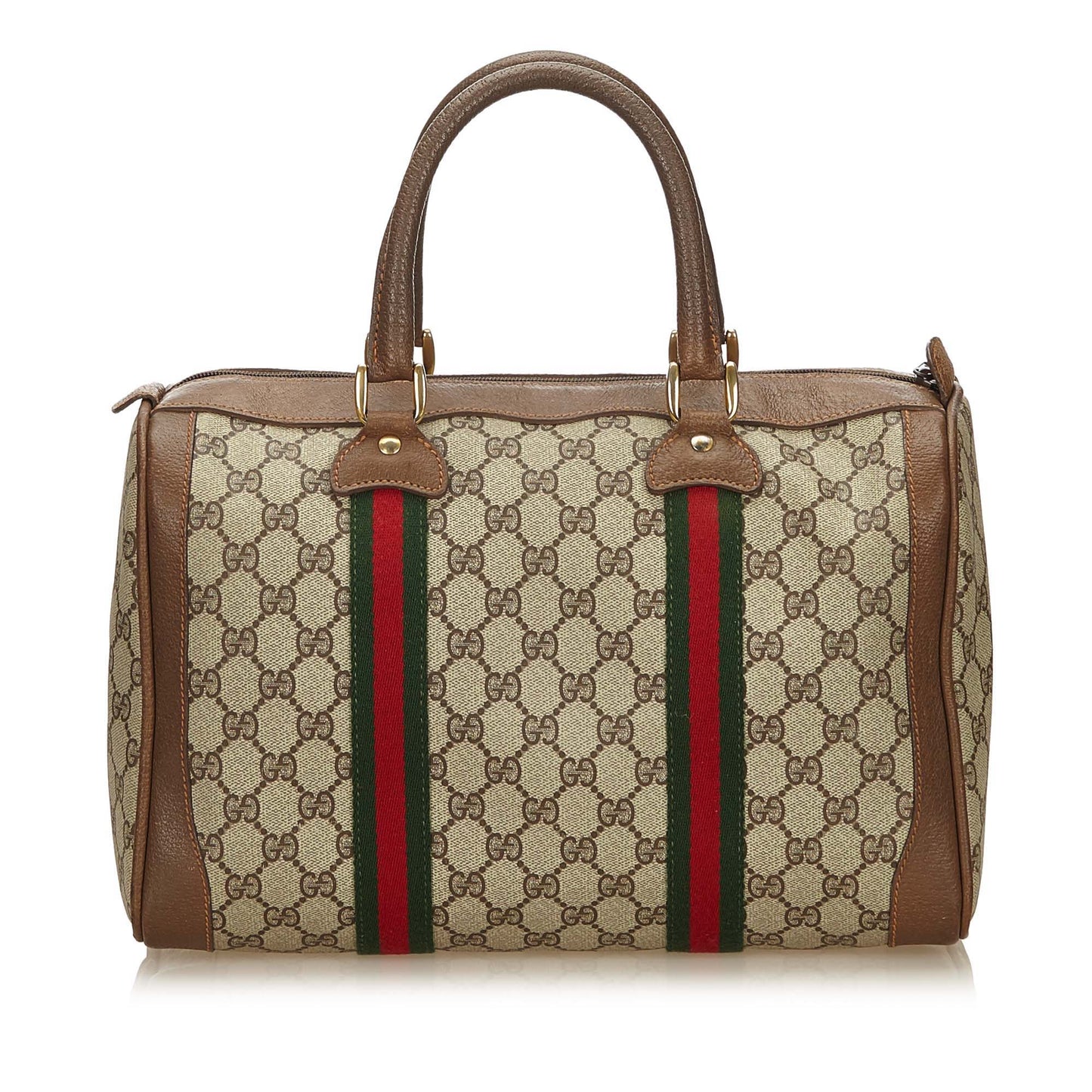 GUCCI GG WEB SUPREME PLUS BOSTON BAG - leefluxury.com