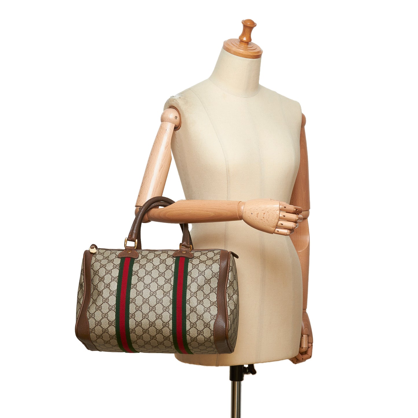 GUCCI GG WEB SUPREME PLUS BOSTON BAG - leefluxury.com