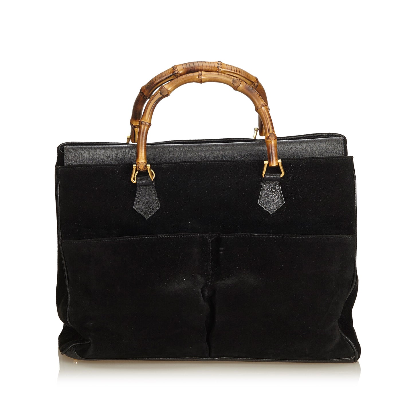 GUCCI BAMBOO SUEDE TOP HANDLE TOTE BAG - leefluxury.com