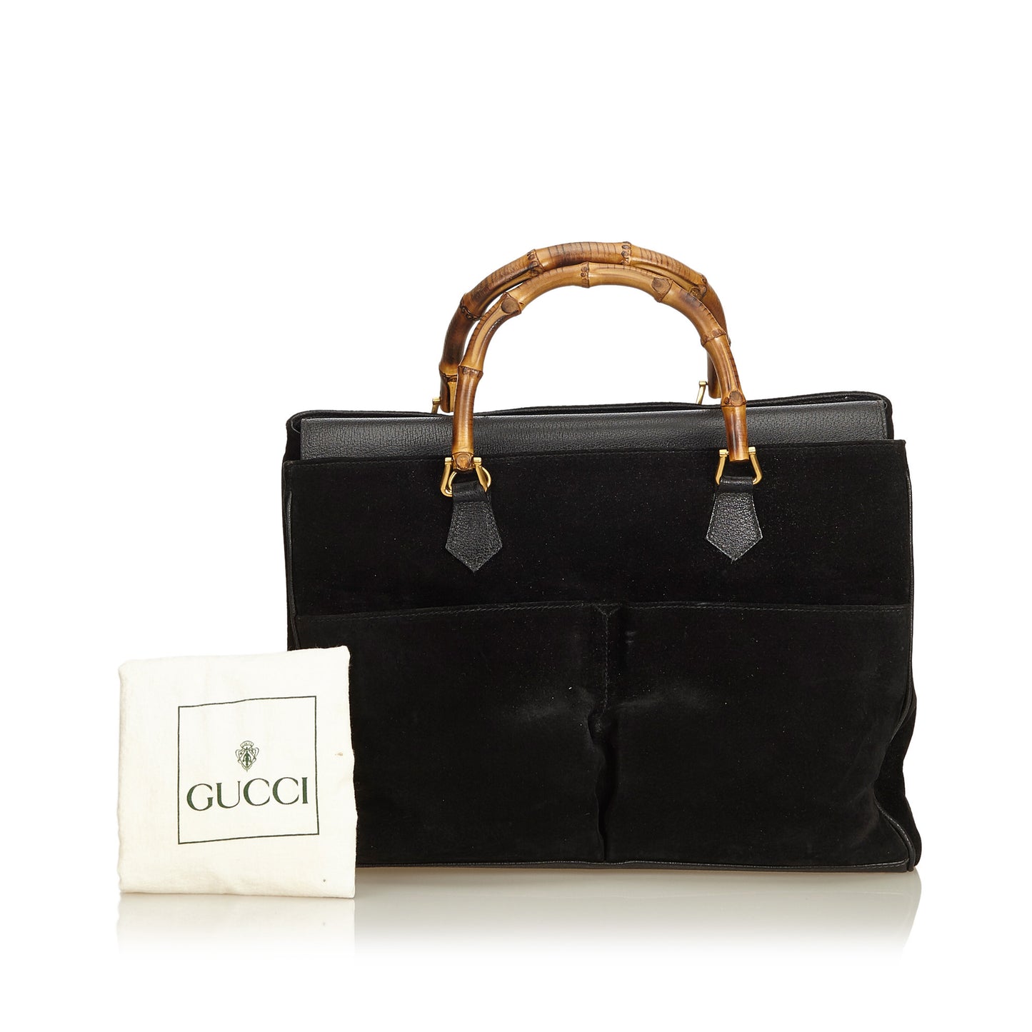 GUCCI BAMBOO SUEDE TOP HANDLE TOTE BAG - leefluxury.com