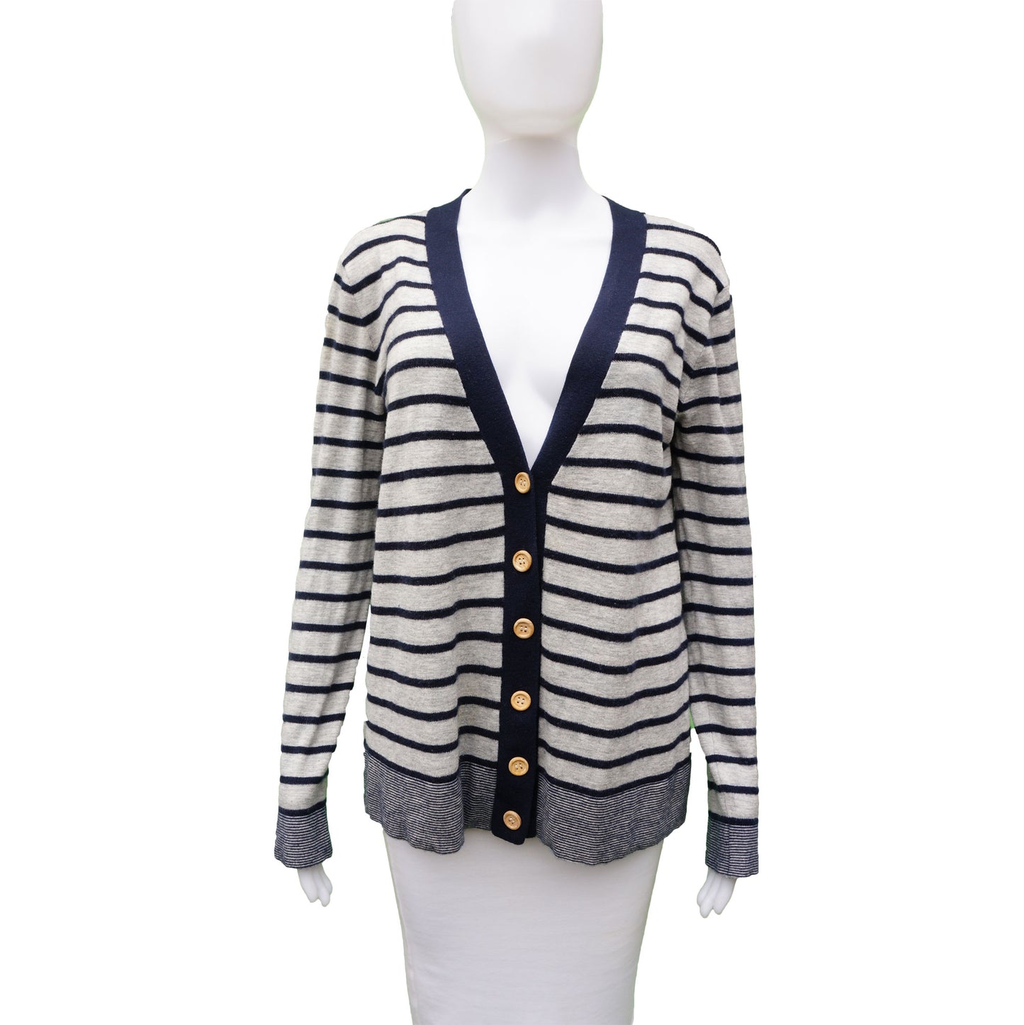 ALEXANDER WANG STRIPED CASHMERE LONG SLEEVE CARDIGAN - leefluxury.com