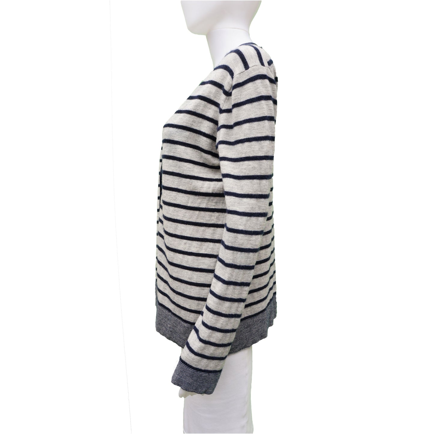 ALEXANDER WANG STRIPED CASHMERE LONG SLEEVE CARDIGAN - leefluxury.com