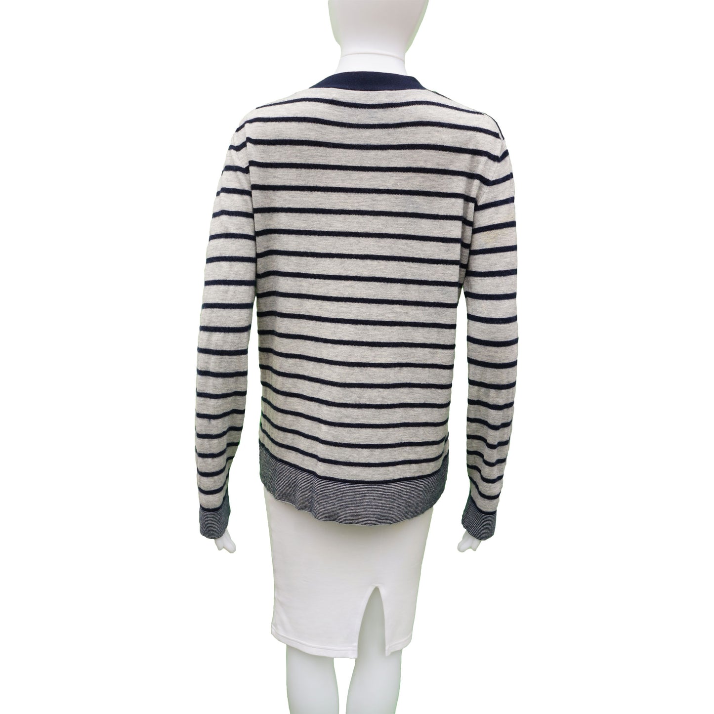 ALEXANDER WANG STRIPED CASHMERE LONG SLEEVE CARDIGAN - leefluxury.com