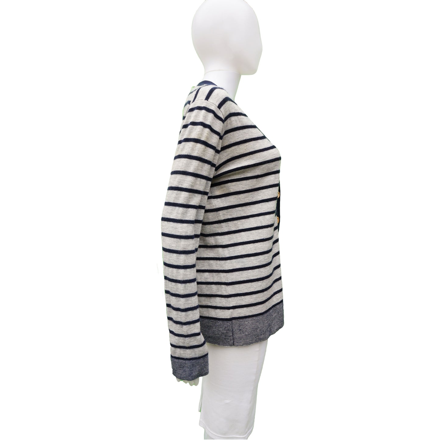 ALEXANDER WANG STRIPED CASHMERE LONG SLEEVE CARDIGAN - leefluxury.com