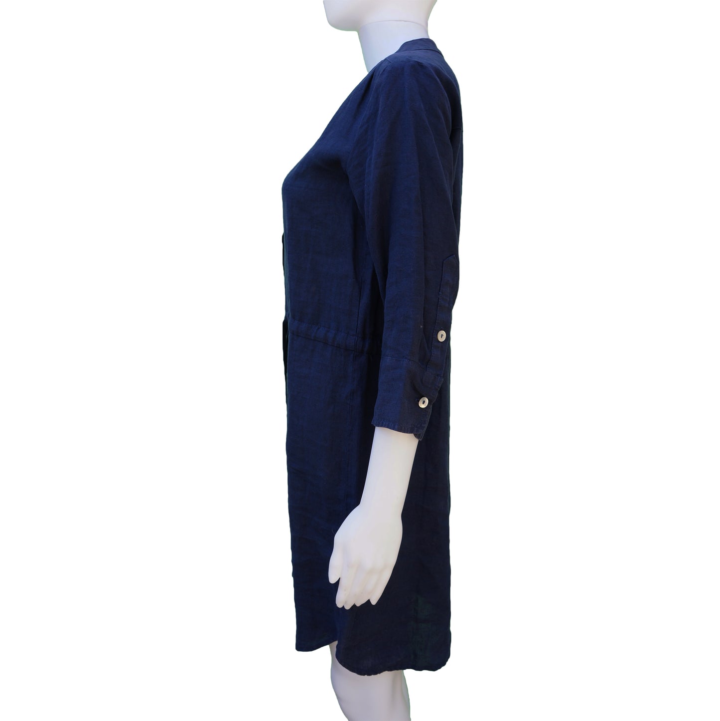 ALLEN ALLEN NAVY LINEN DRESS - leefluxury.com