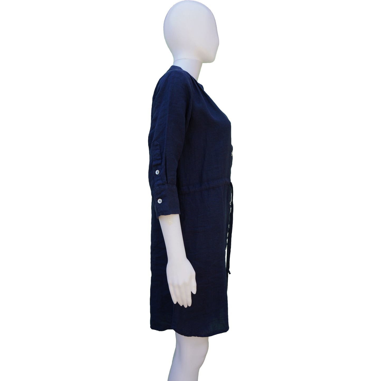 ALLEN ALLEN NAVY LINEN DRESS - leefluxury.com