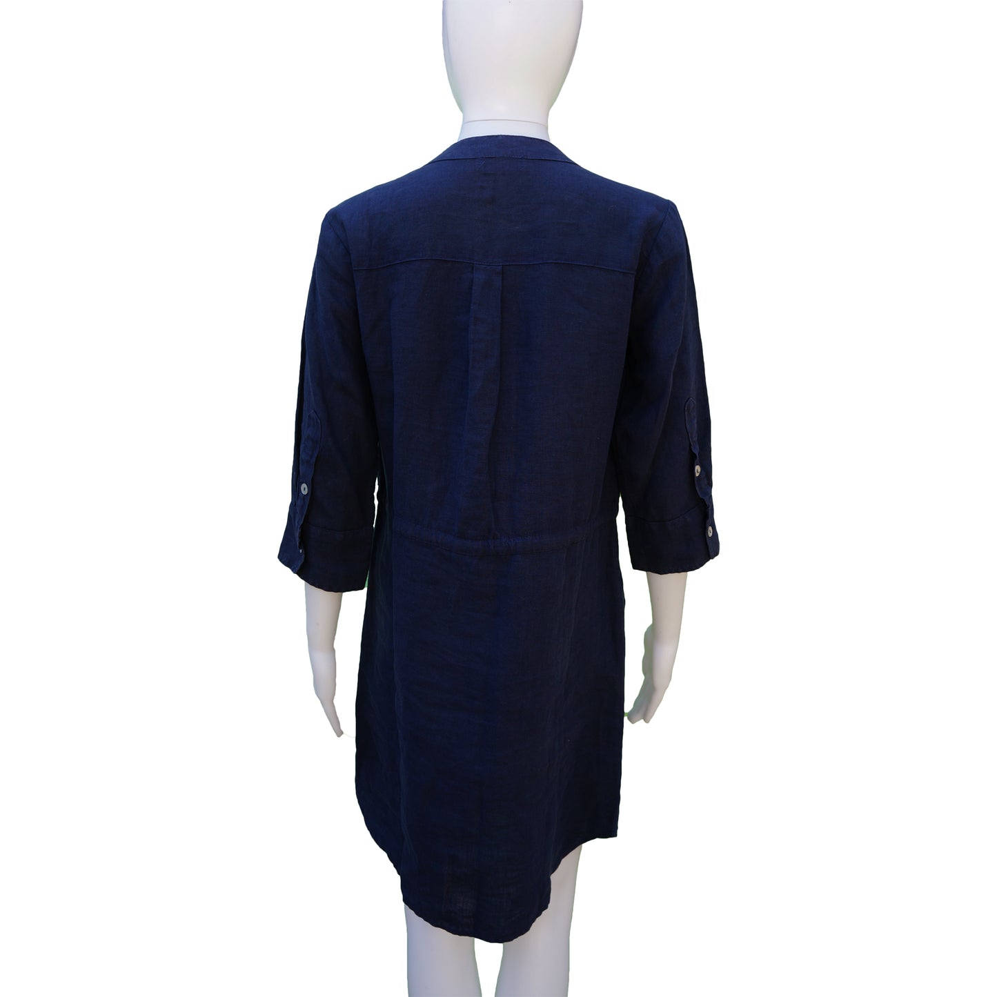 ALLEN ALLEN NAVY LINEN DRESS - leefluxury.com