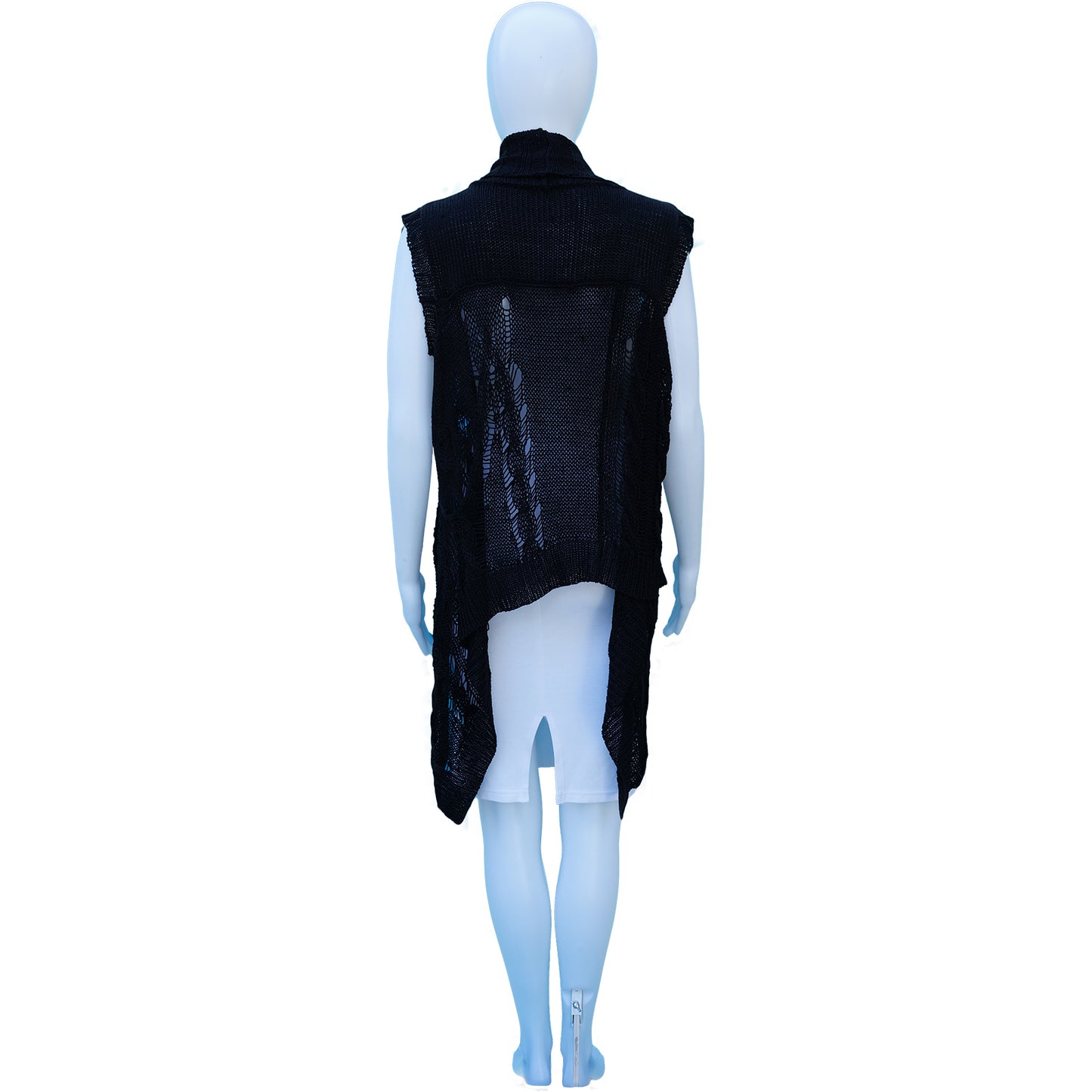 ANN DEMEULEMEESTER BLACK OPEN KNIT SILK BLEND CARDIGAN - leefluxury.com