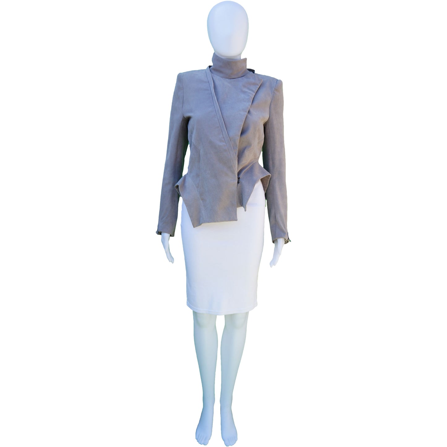 ANN DEMEULEMEESTER SUEDE CROPPED MOTO STYLE JACKET - leefluxury.com