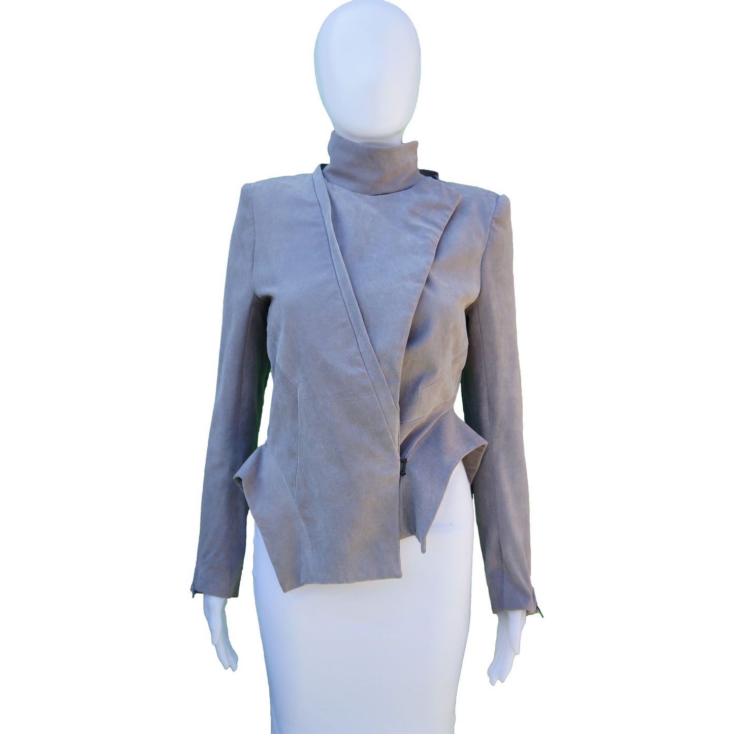 ANN DEMEULEMEESTER SUEDE CROPPED MOTO STYLE JACKET - leefluxury.com