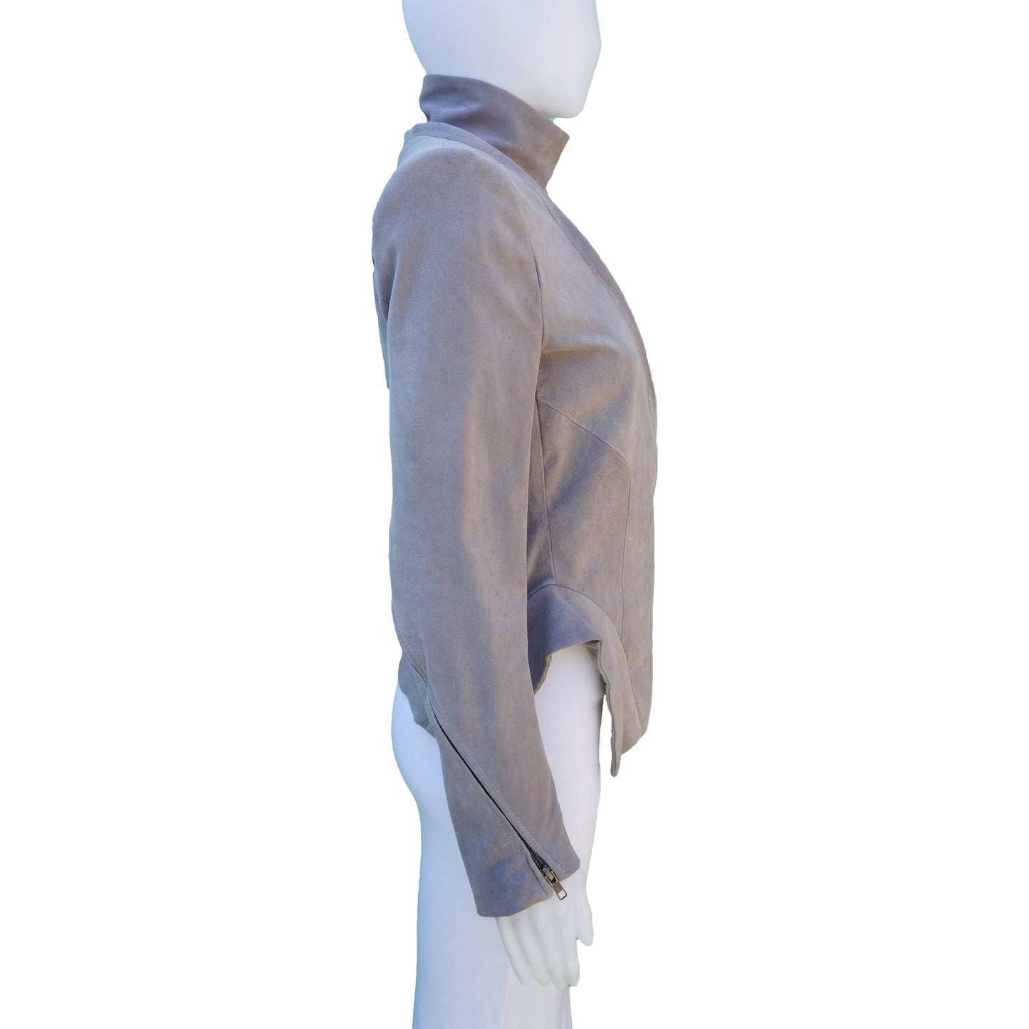 ANN DEMEULEMEESTER SUEDE CROPPED MOTO STYLE JACKET - leefluxury.com