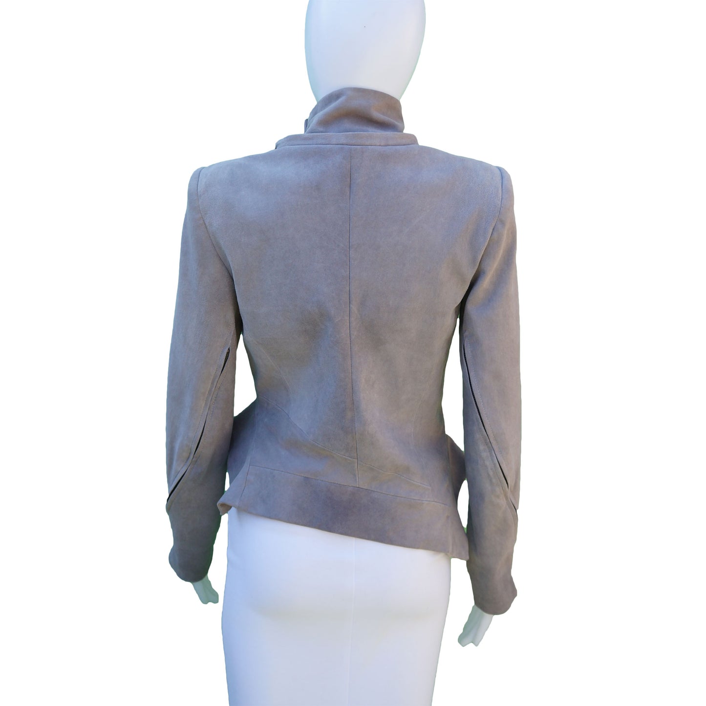 ANN DEMEULEMEESTER SUEDE CROPPED MOTO STYLE JACKET - leefluxury.com