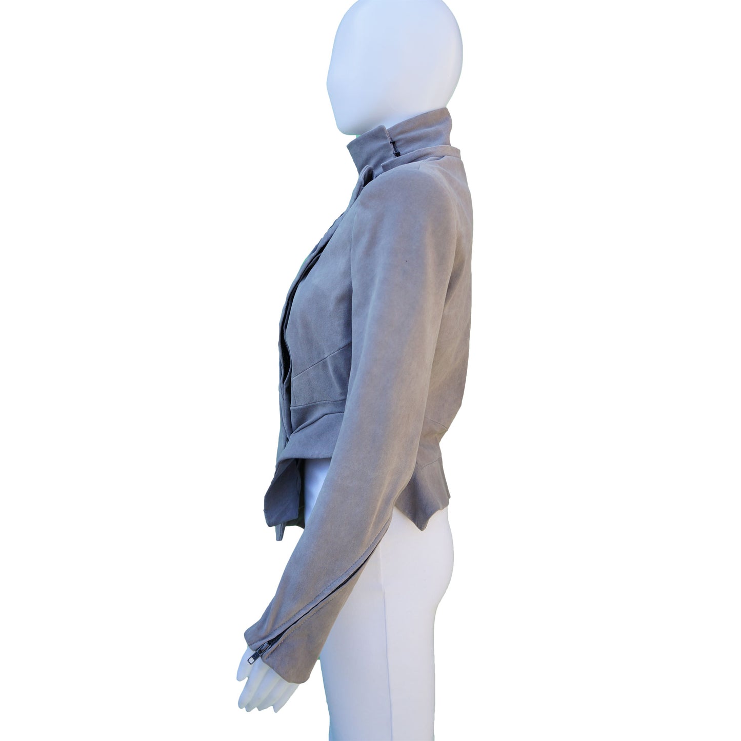 ANN DEMEULEMEESTER SUEDE CROPPED MOTO STYLE JACKET - leefluxury.com