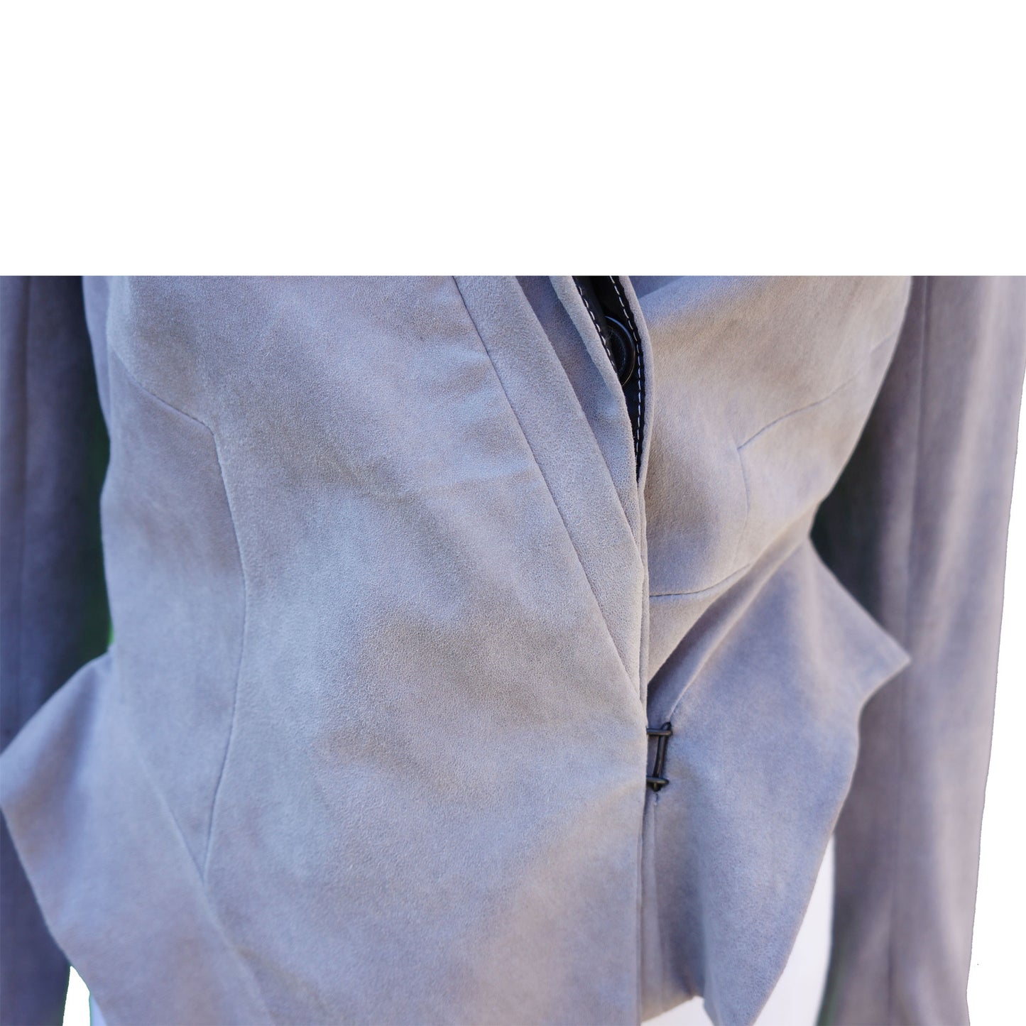 ANN DEMEULEMEESTER SUEDE CROPPED MOTO STYLE JACKET - leefluxury.com