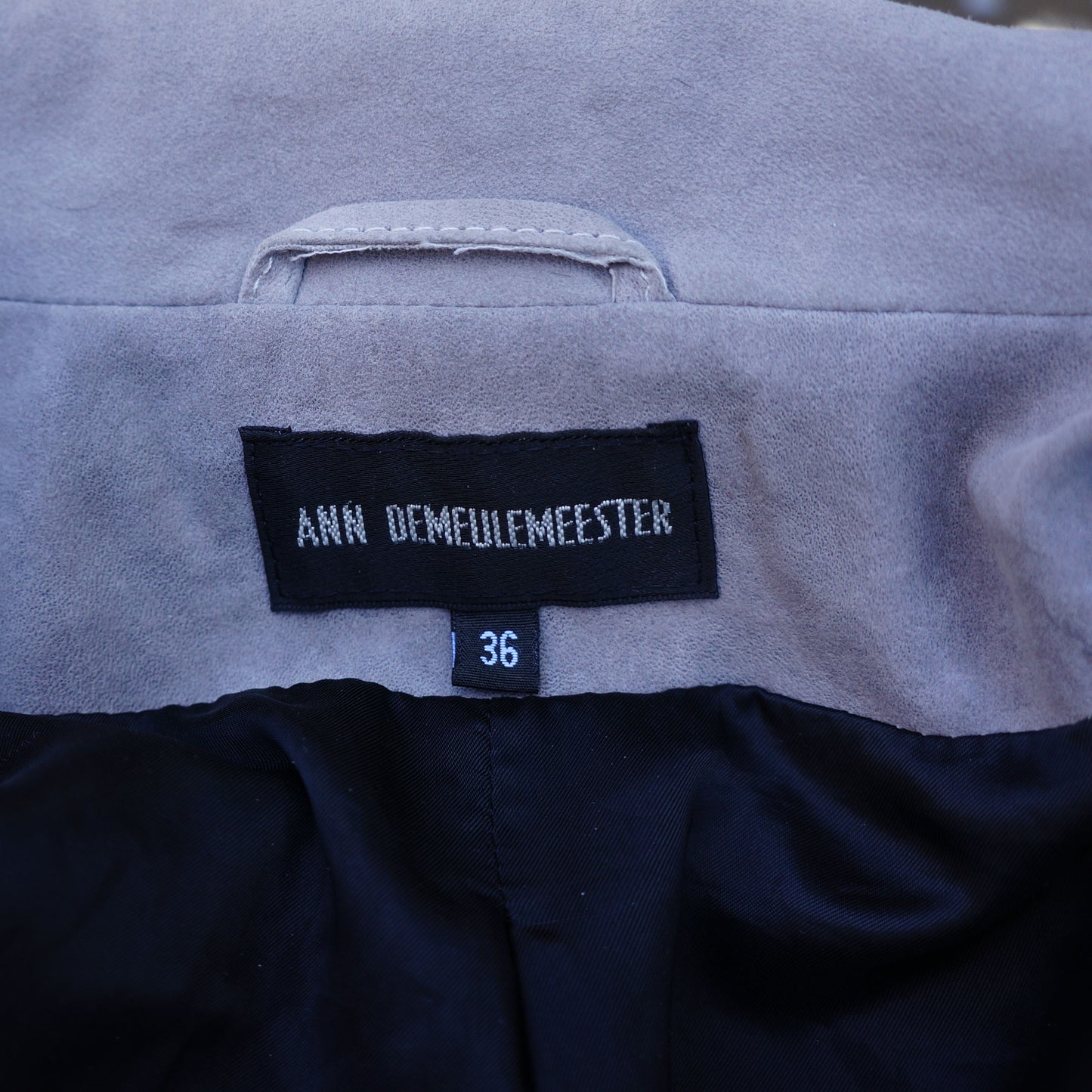 ANN DEMEULEMEESTER SUEDE CROPPED MOTO STYLE JACKET - leefluxury.com