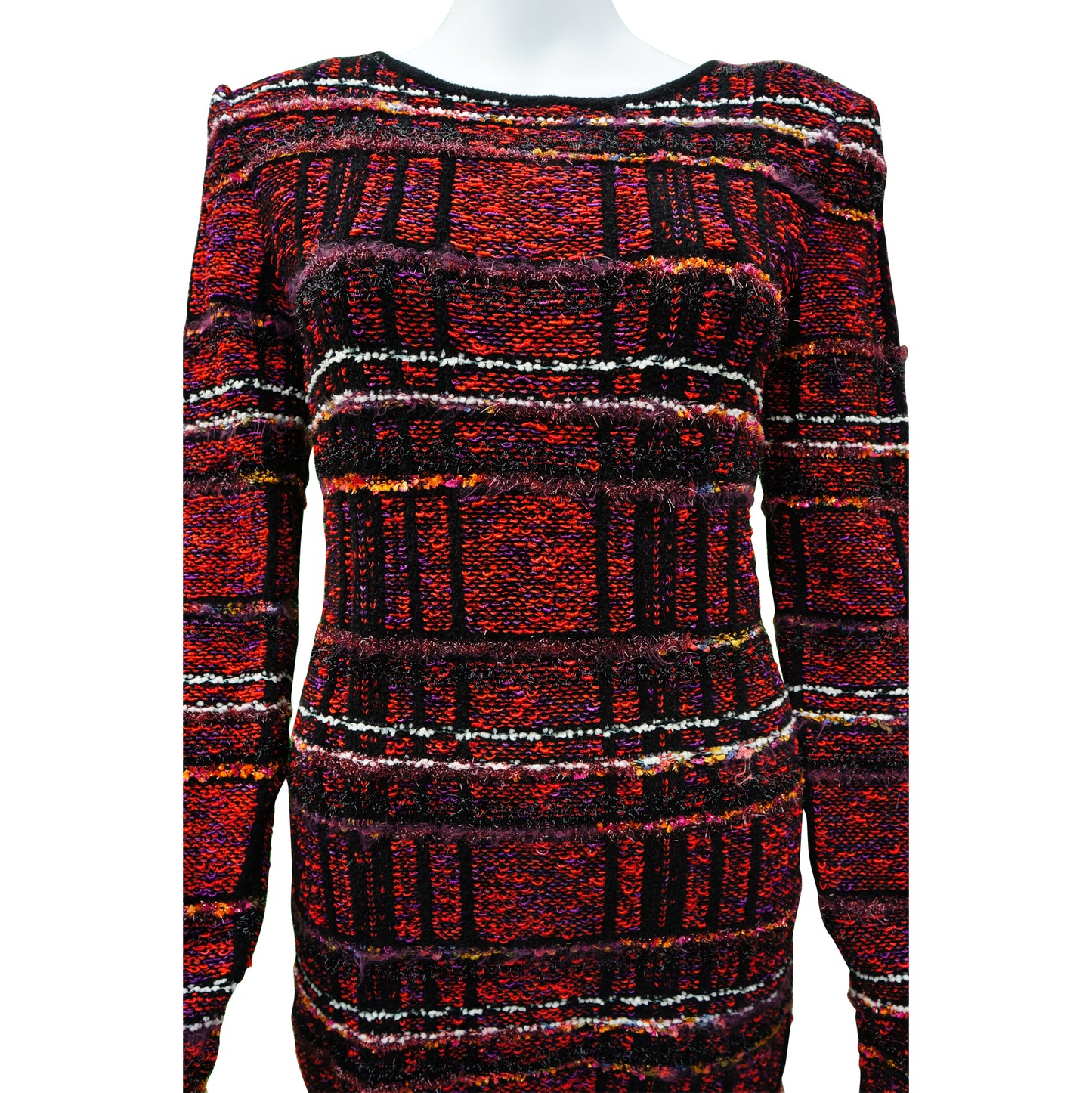 BALMAIN FRINGE-TRIMMED TWEED BODYCON DRESS - leefluxury.com