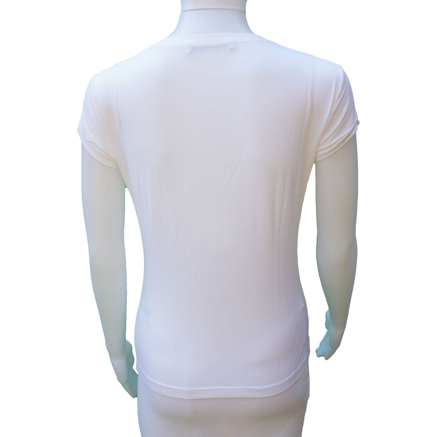 BLUMARINE WHITE TEE WITH CRYSTAL AND ILLUSTRATION - leefluxury.com