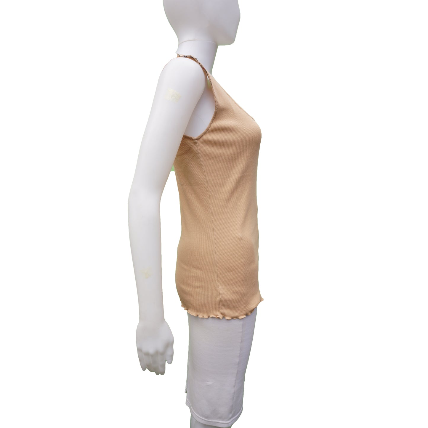 BURBERRY LONDON TAN SLEEVELESS RUFFLE TRIM KNIT TOP - leefluxury.com