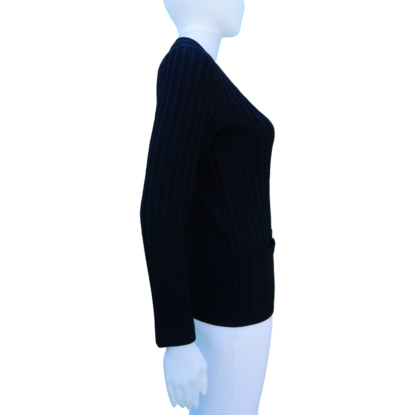 CELINE VINTAGE WOOL BLACK CARDIGAN - leefluxury.com
