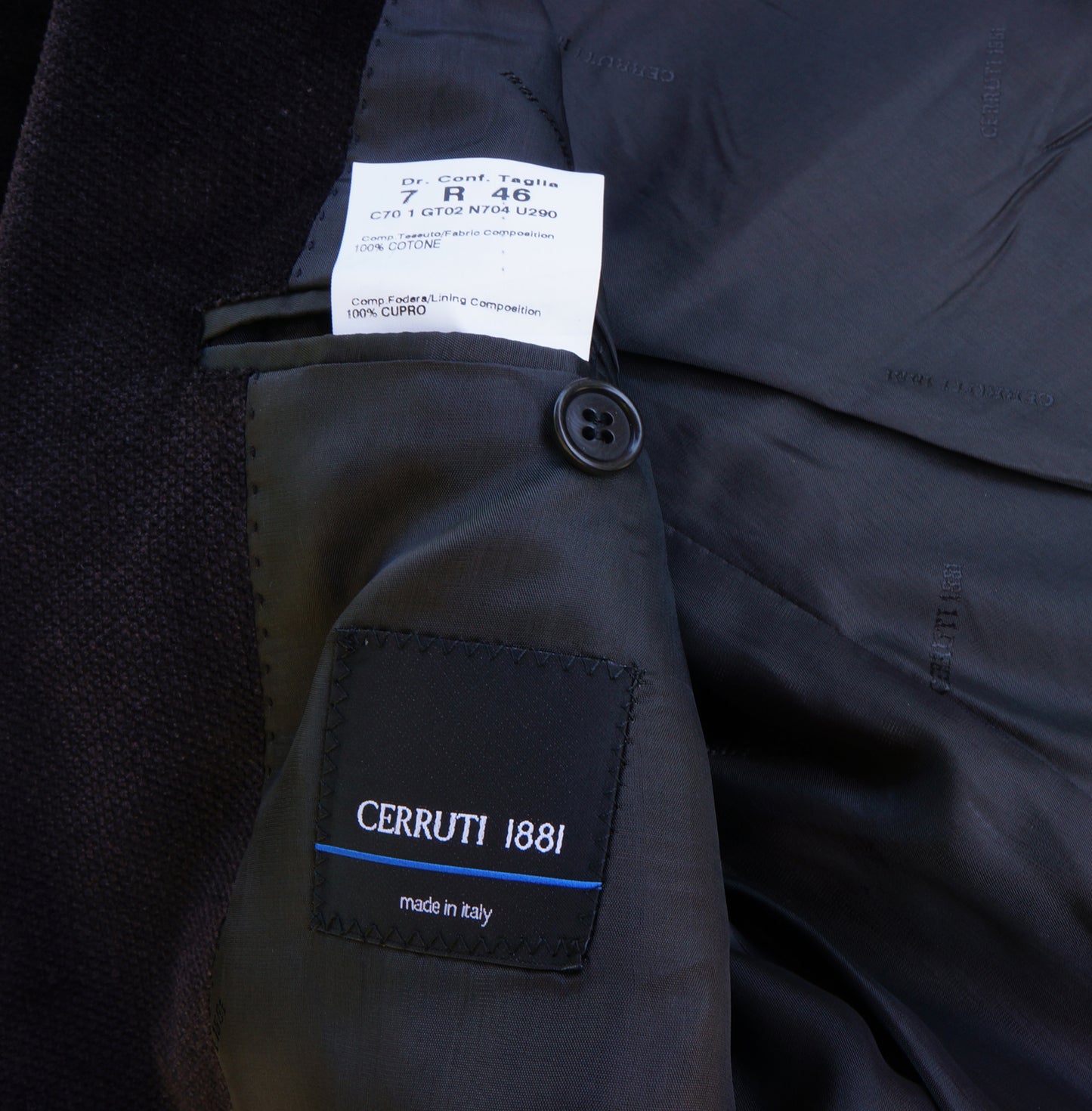 CERRUTI 1881 COTTON VELVET BROWN TWO-BUTTON BLAZER - leefluxury.com