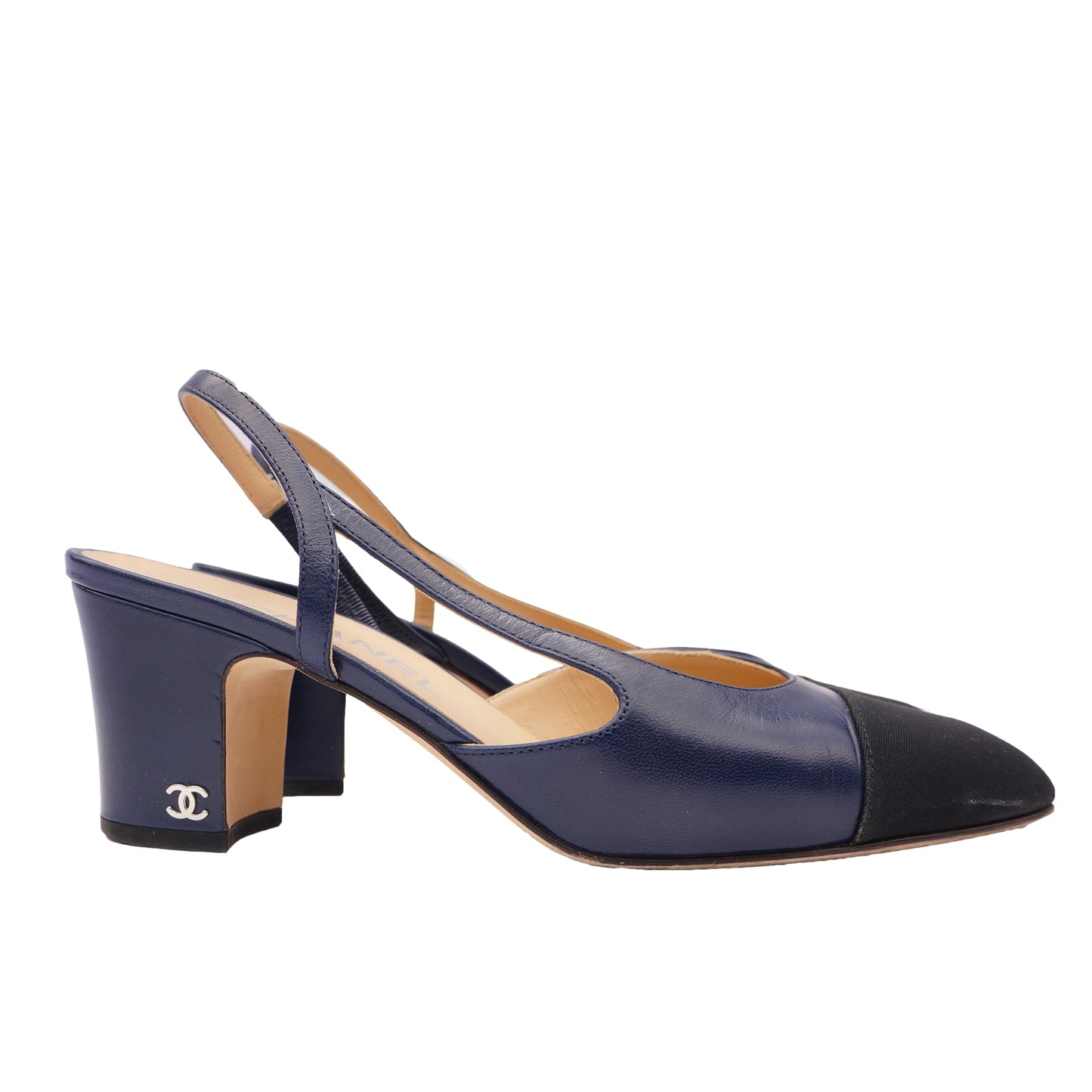 CHANEL CAP TOE CC SLINGBACK PUMP - leefluxury.com