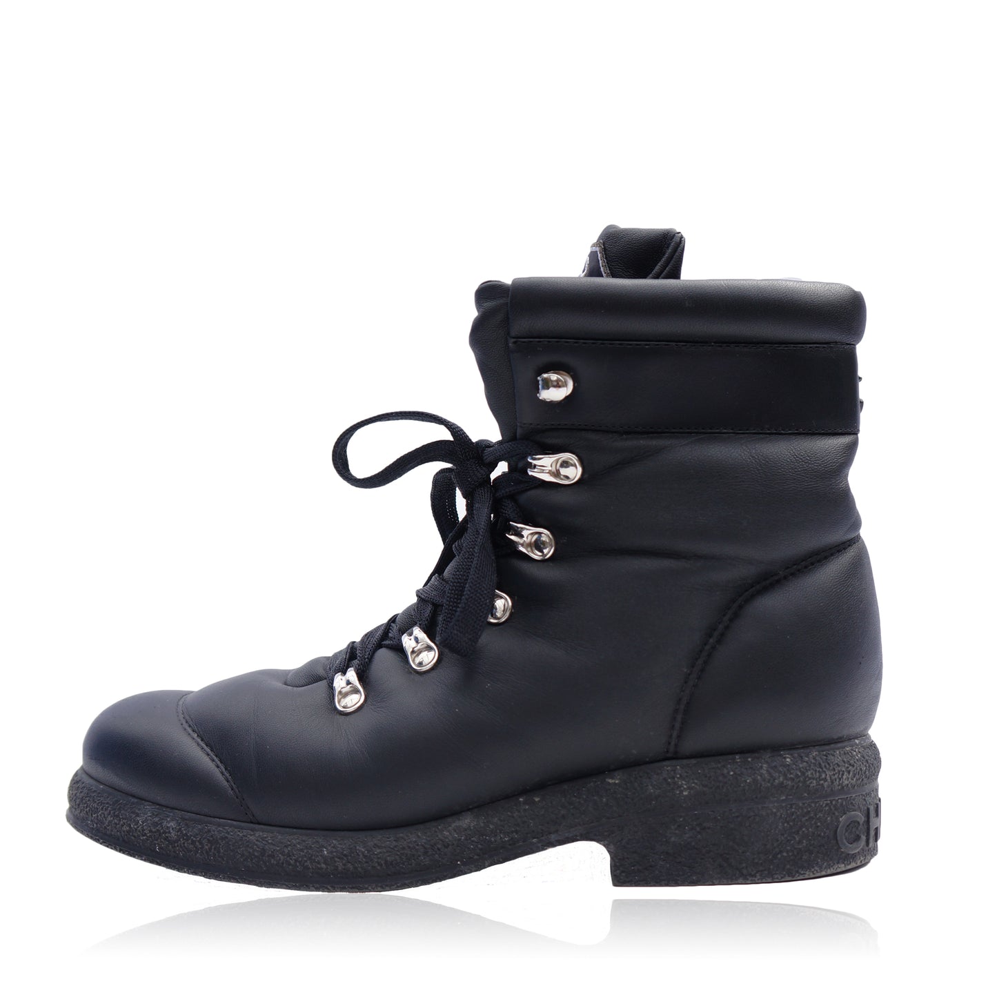 CHANEL 2018 2019 COCO NEIGE LAMBSKIN LEATHER ANKLE BOOT - leefluxury.com